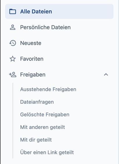 Luftigeres Design der Nextcloud Ordnerliste in der linken Sidebar. Klar separierte Unterordner