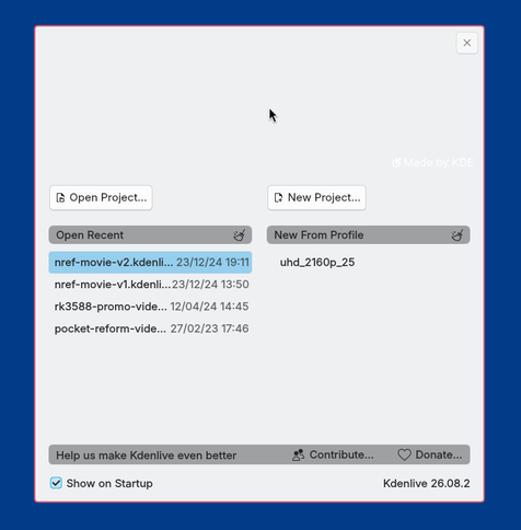 kdenlive splash window, but there's no logo/header image?